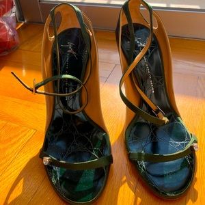 Ultra chic Zanotti satin bejeweled sandals